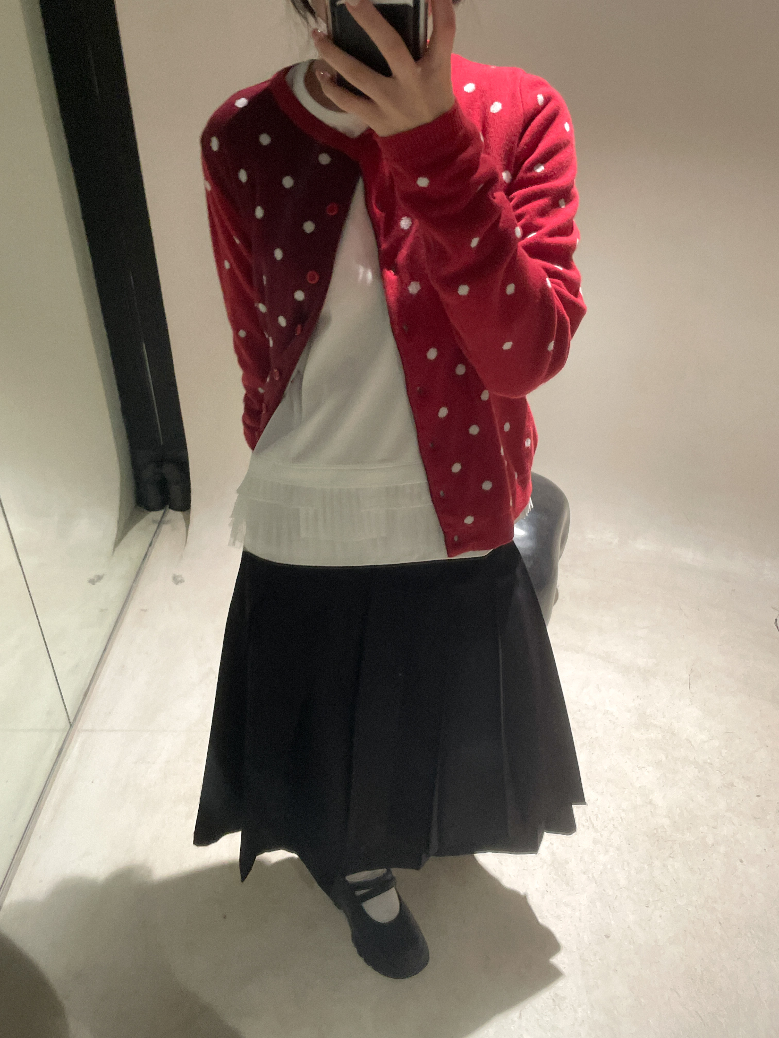 Ohesio Balloon Banding Midi Skirt Black 착용 스타일 - 5
