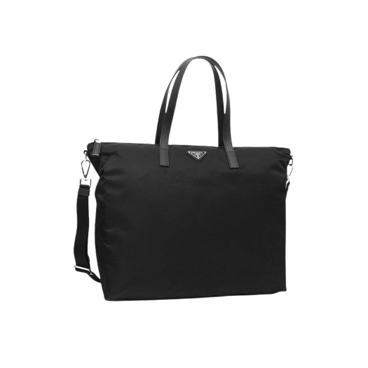 Prada Re-Nylon and Saffiano Leather Tote Bag Black