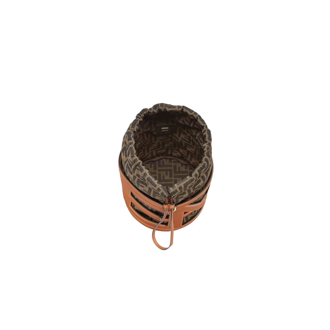 8BT364APESF1LEN Fendi Step Out Leather Midium Bucket Bag Brown - #4