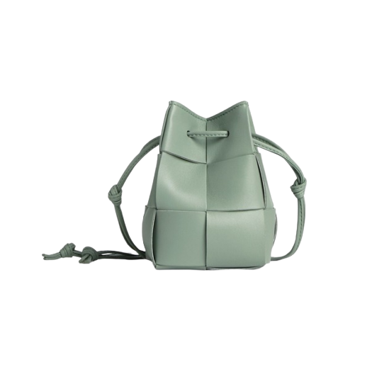 Bottega Veneta Mini Leather Cassette Bucket Bag New Sage