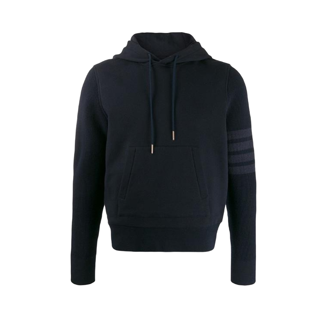 MJT236A-03377-415 Thom Browne Classic Loopback Ribbed Sleeves 4-Bar Pullover Hoodie Navy - 대표 이미지 #1