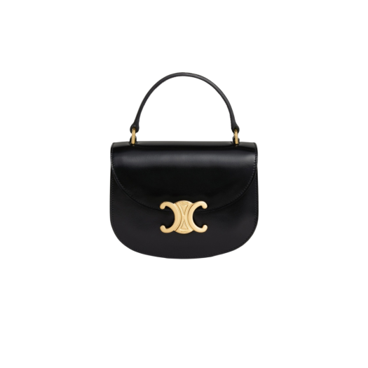 Celine Mini Besace Clea in Shiny Calfskin Black