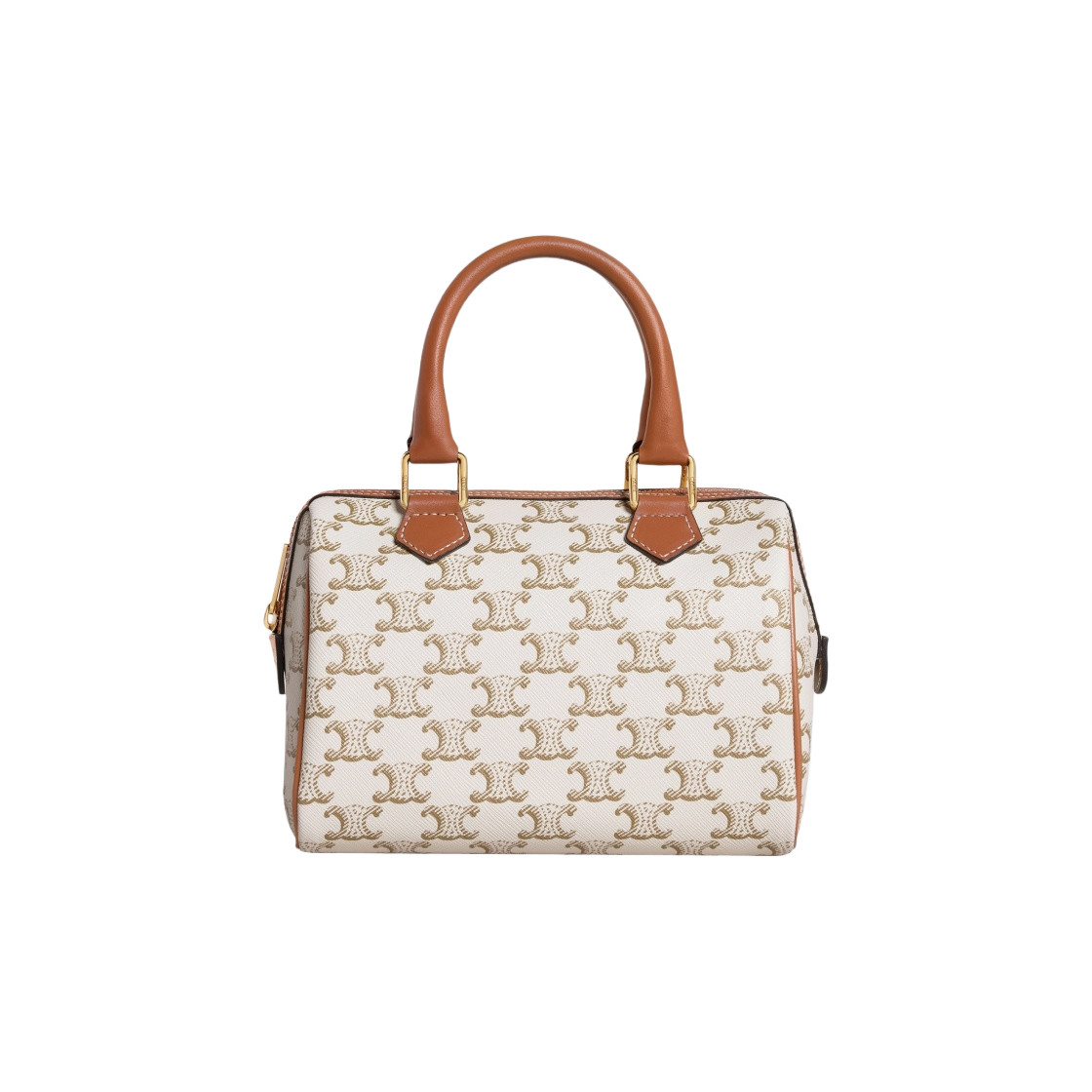 197582CAS-01BC Celine Small Boston in Triomphe Canvas and Calfskin White - 대표 이미지 #1