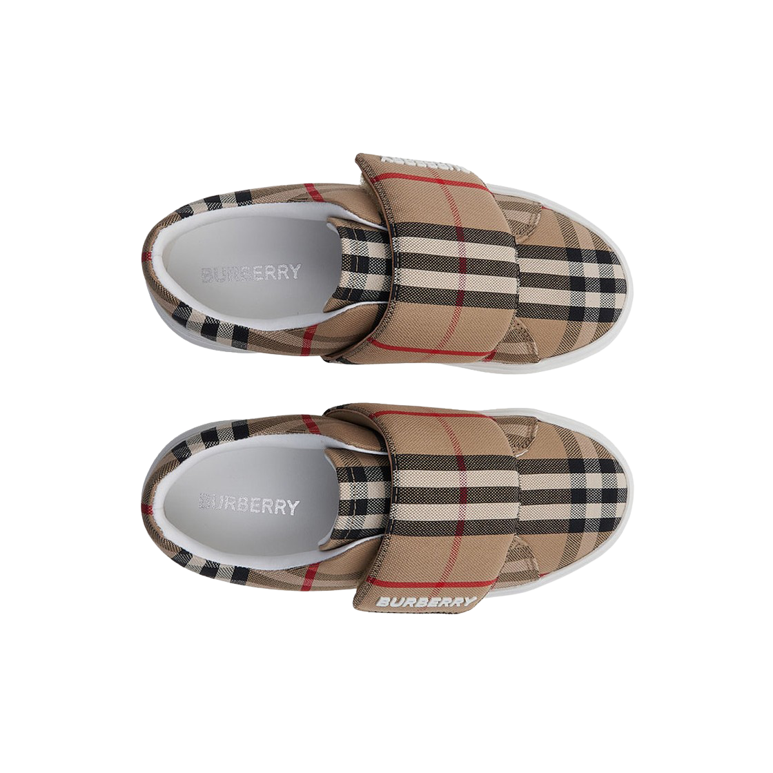 (키즈) 버버리 체크 캔버스 스니커즈 아카이브 베이지((Kids) Burberry Check Canvas Sneakers Archive Beige) - 2