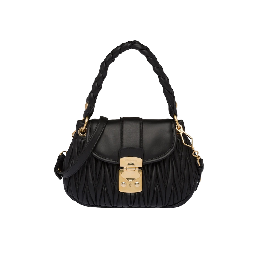 미우 미우 마테라쎄 나파 레더 미우 코퍼 핸드백 블랙(Miu Miu Matelasse Nappa Leather Miu Coffer Handbag Black) - 1