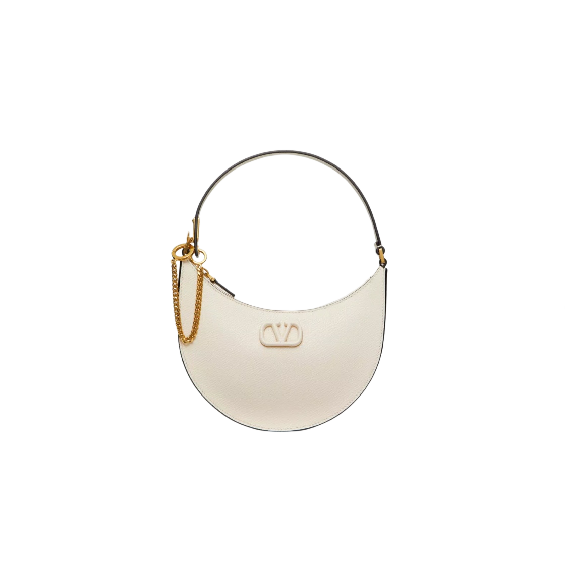 발렌티노 미니 브이로고 시그니쳐 그레이니 카프스킨 호보백 라이트 아이보리(Valentino Mini Vlogo Signature Grainy Calfskin Hobo Bag Light Ivory)