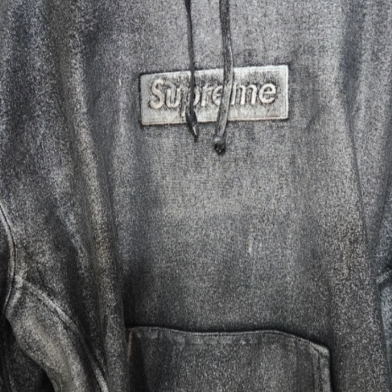 Supreme x MM6 Maison Margiela Foil Box Logo Hooded Sweatshirt Black - 24SS, OJOS Paneled Crop Shell Jacket Black 착용 스타일 - 1