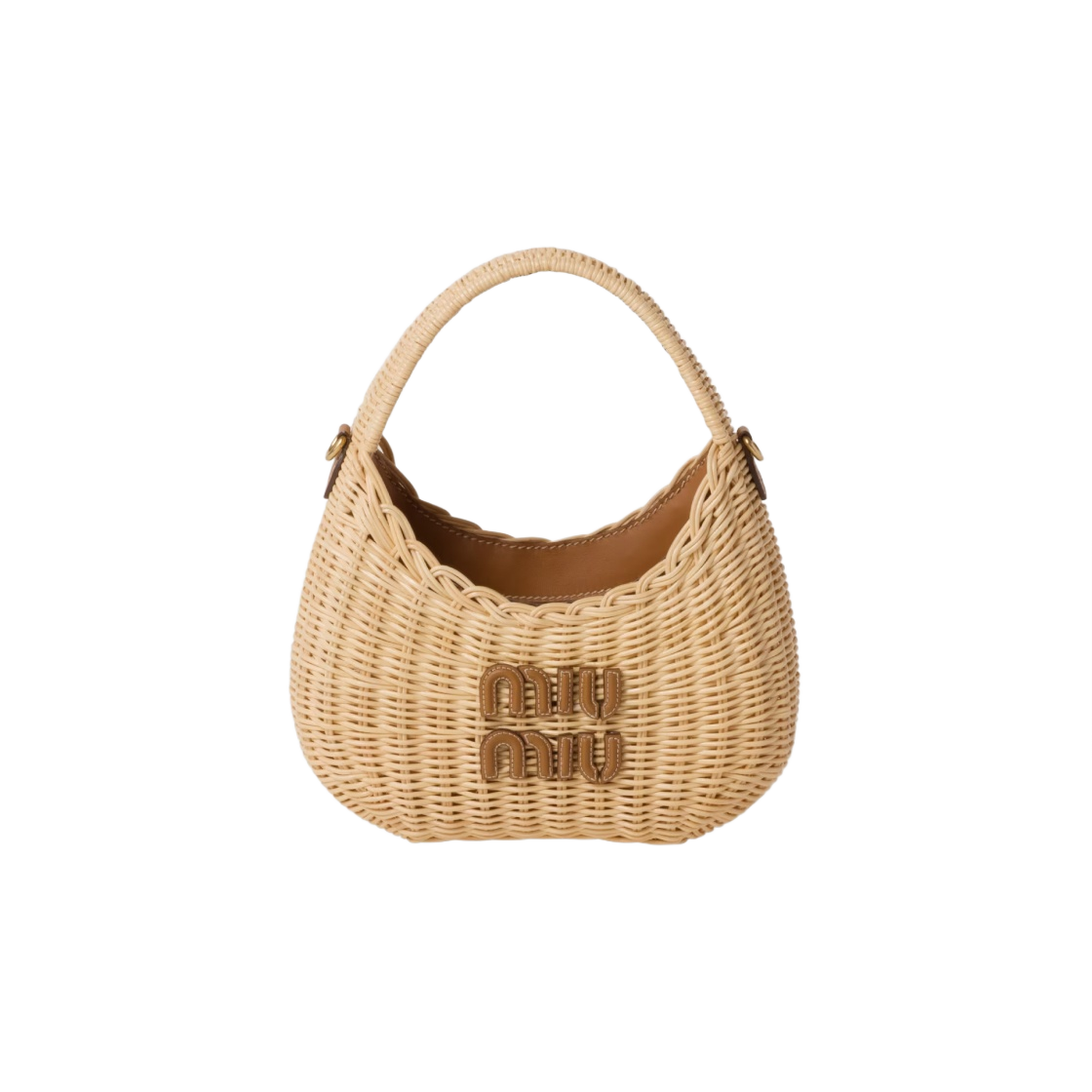 5BC125-2BVU-F0KFZ Miu Miu Wander Wicker Hobo Bag Tan Caramel