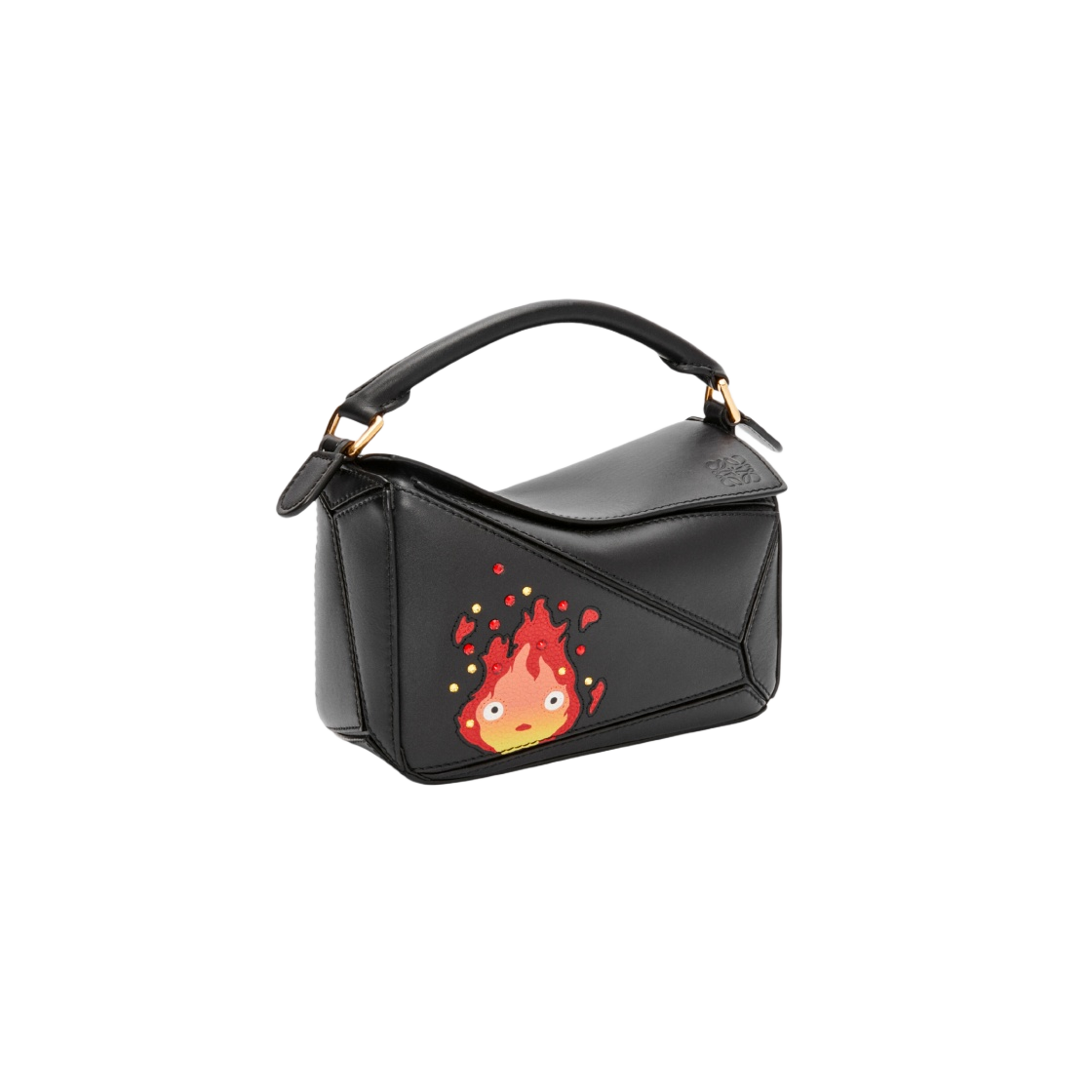 로에베 x 하울의 움직이는 성 캘시퍼 미니 퍼즐백 사틴 카프스킨 크리스탈 블랙(Loewe x Howl's Moving Castle Calcifer Mini Puzzle Bag in Satin Calfskin and Crystal Black) - 2