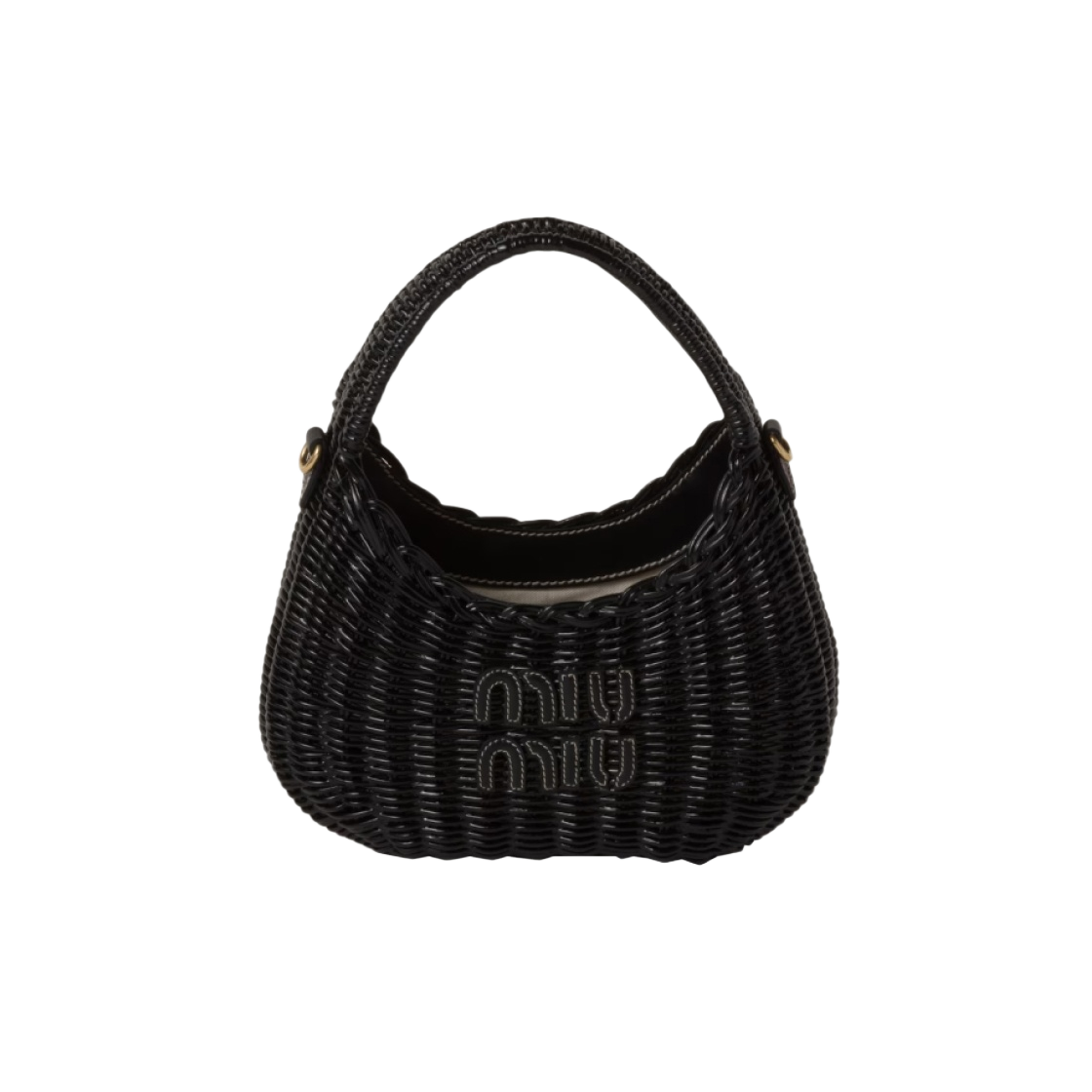 미우 미우 완더 위커 호보백 블랙(Miu Miu Wander Wicker Hobo Bag Black) - 1