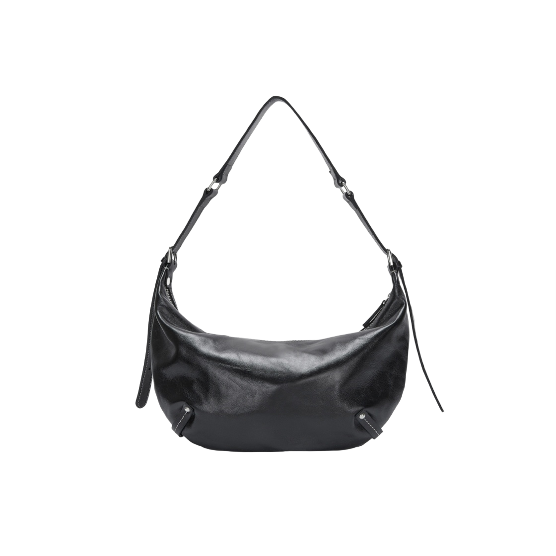 마뗑킴 지퍼 레더 라운드백 블랙(Matin Kim Zipper Leather Round Bag Black) - 2