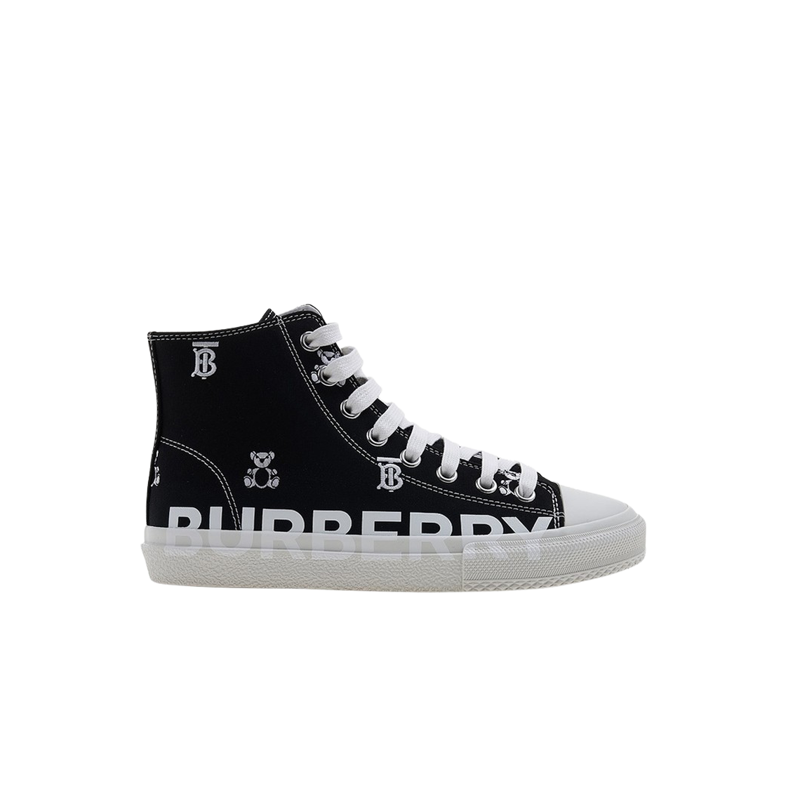 8062681 (Kids) Burberry Teddy Bear Monogram High-Top Sneakers Black