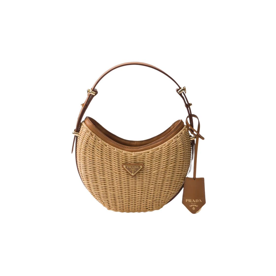 1BC202-2CYF-F0018 Prada Arque Woven and Leather Bag Natural