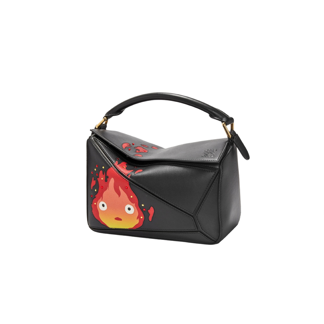 로에베 x 하울의 움직이는 성 캘시퍼 스몰 퍼즐백 사틴 카프스킨 크리스탈 블랙(Loewe x Howl's Moving Castle Calcifer Small Puzzle Bag in Satin Calfskin and Crystal Black) - 1