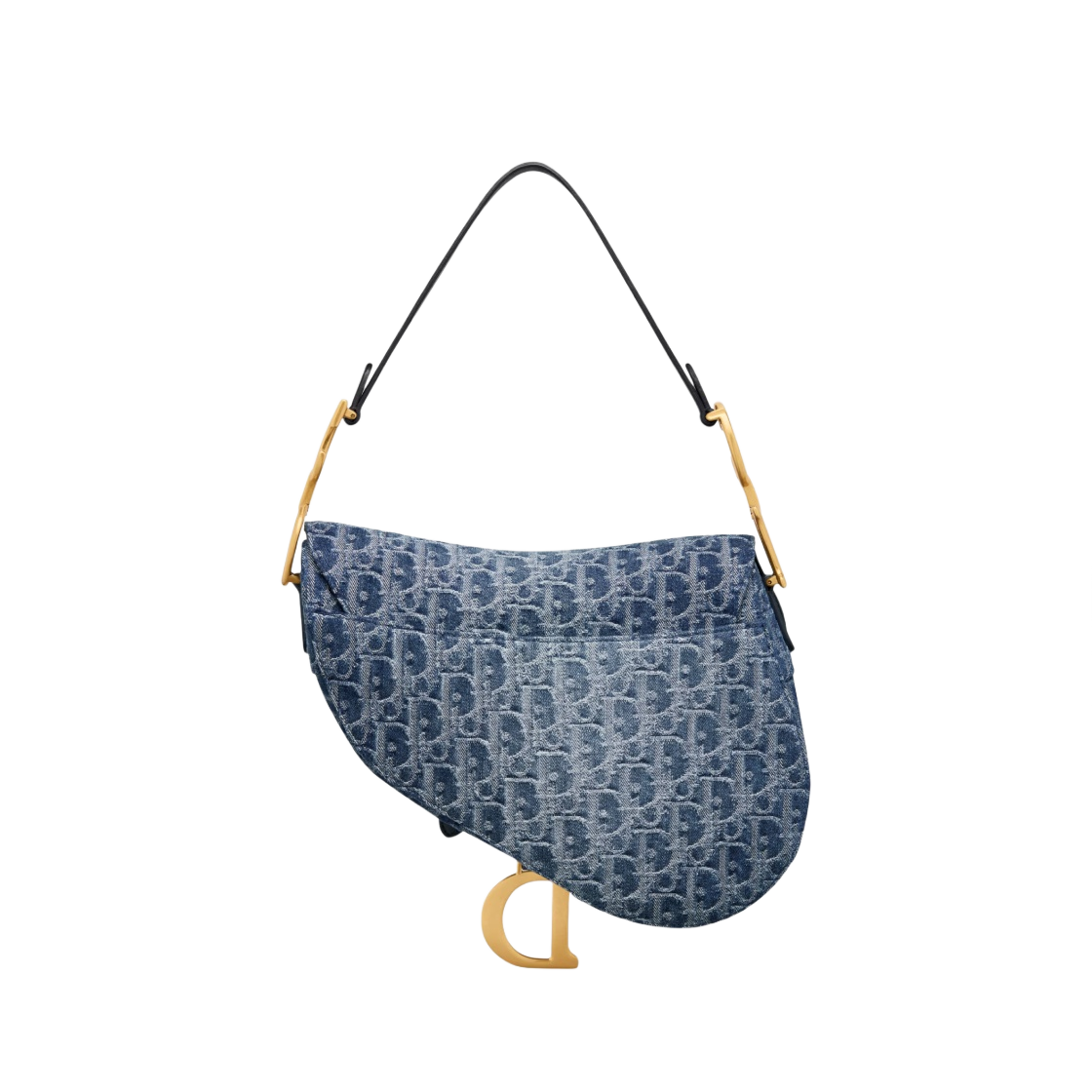디올 새들 스트랩 백 데님 오블리크 자카드 블루(Dior Saddle Bag with Strap Denim Oblique Jacquard Blue) - 3
