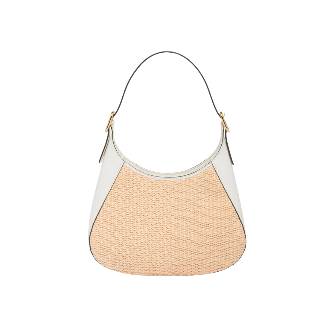 프라다 패브릭 레더 숄더백 탄 화이트(Prada Fabric Leather Shoulder Bag Tan White) - 3