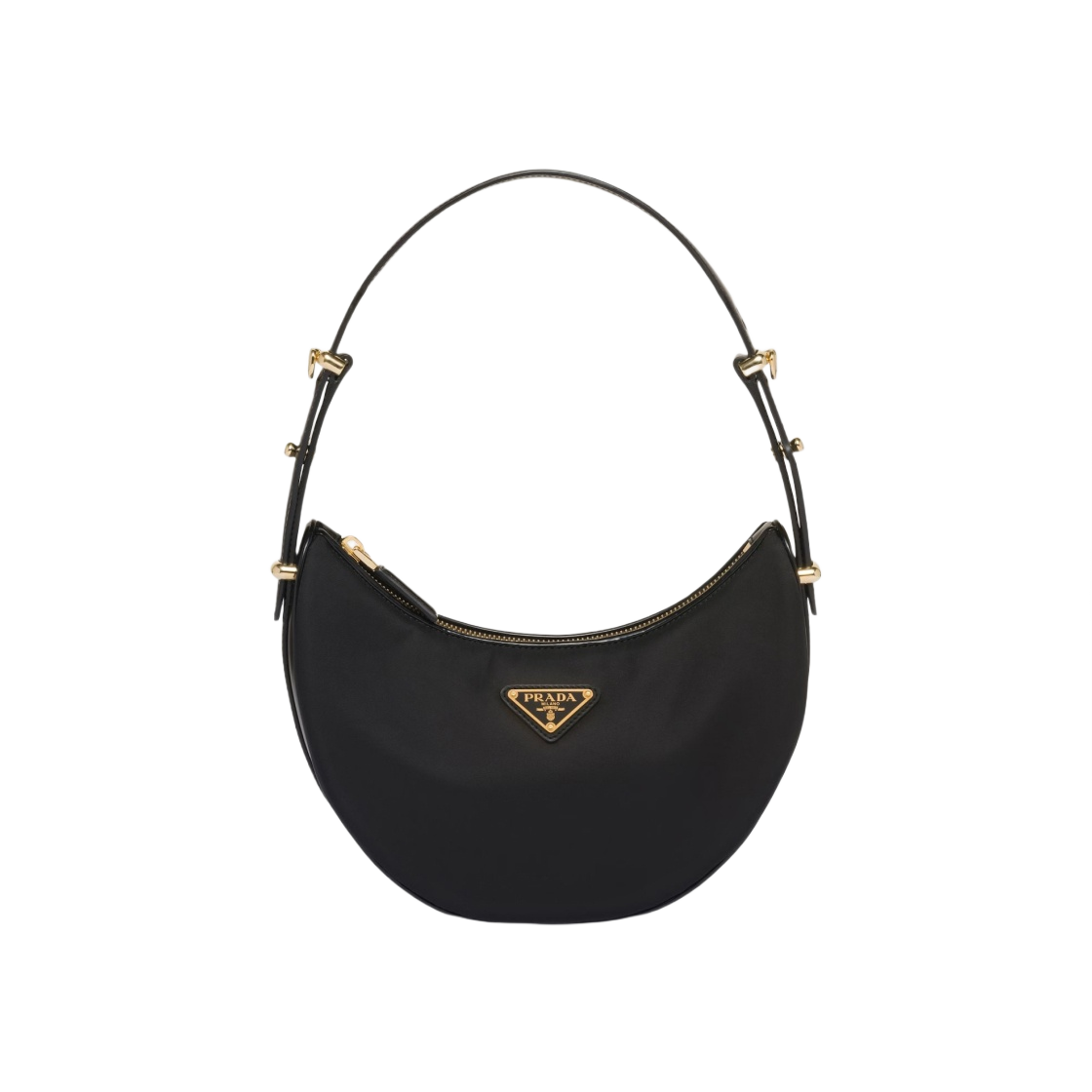 프라다 아르케 리나일론 브러쉬드 레더 숄더백 블랙
