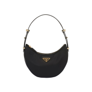 Prada Arque Re-Nylon Brushed Leather Shoulder Bag Black