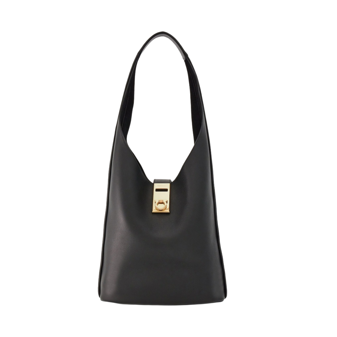 213995-764374 Ferragamo Large Hobo Bag with Buckle Black - 대표 이미지 #1