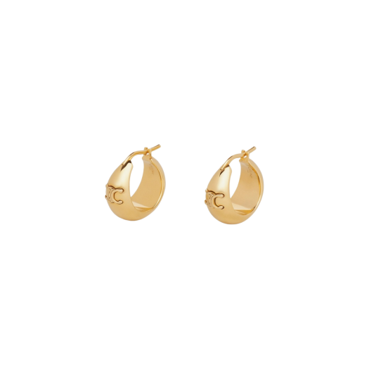 (W) Celine Triomphe Bold Hoops in Brass with Gold Finish Gold
