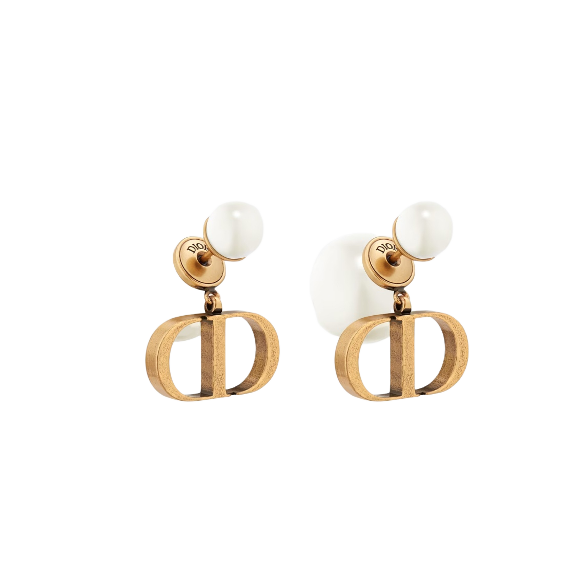 E1293TRIRS-D908 (W) Dior Tribales Earrings Antique Gold Finish Metal White Resin Pearls - 대표 이미지 #1