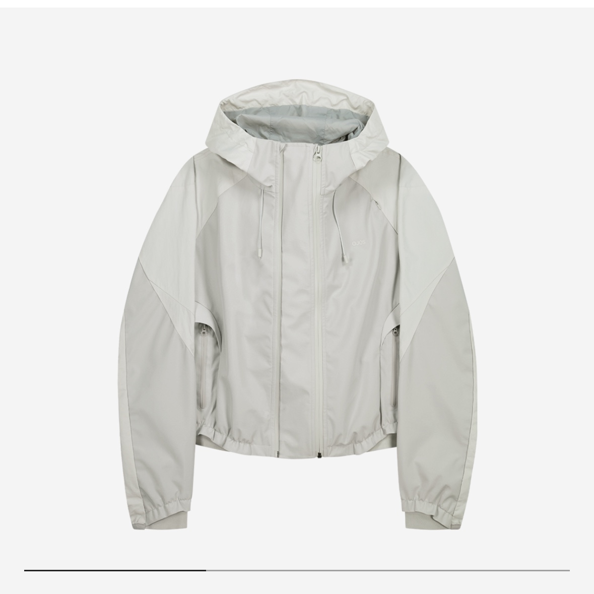 OJOS Paneled Crop Shell Jacket Warm Grey 착용 스타일 - 2