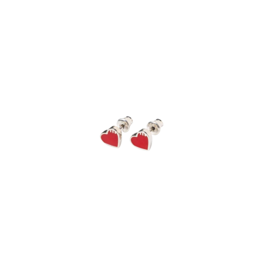 Human Made Heart Silver Earring Red