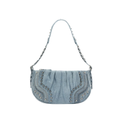 Zara Studded Denim Shoulder Bag Blue