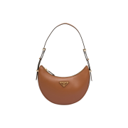 Prada Arque Leather Shoulder Bag Cognac