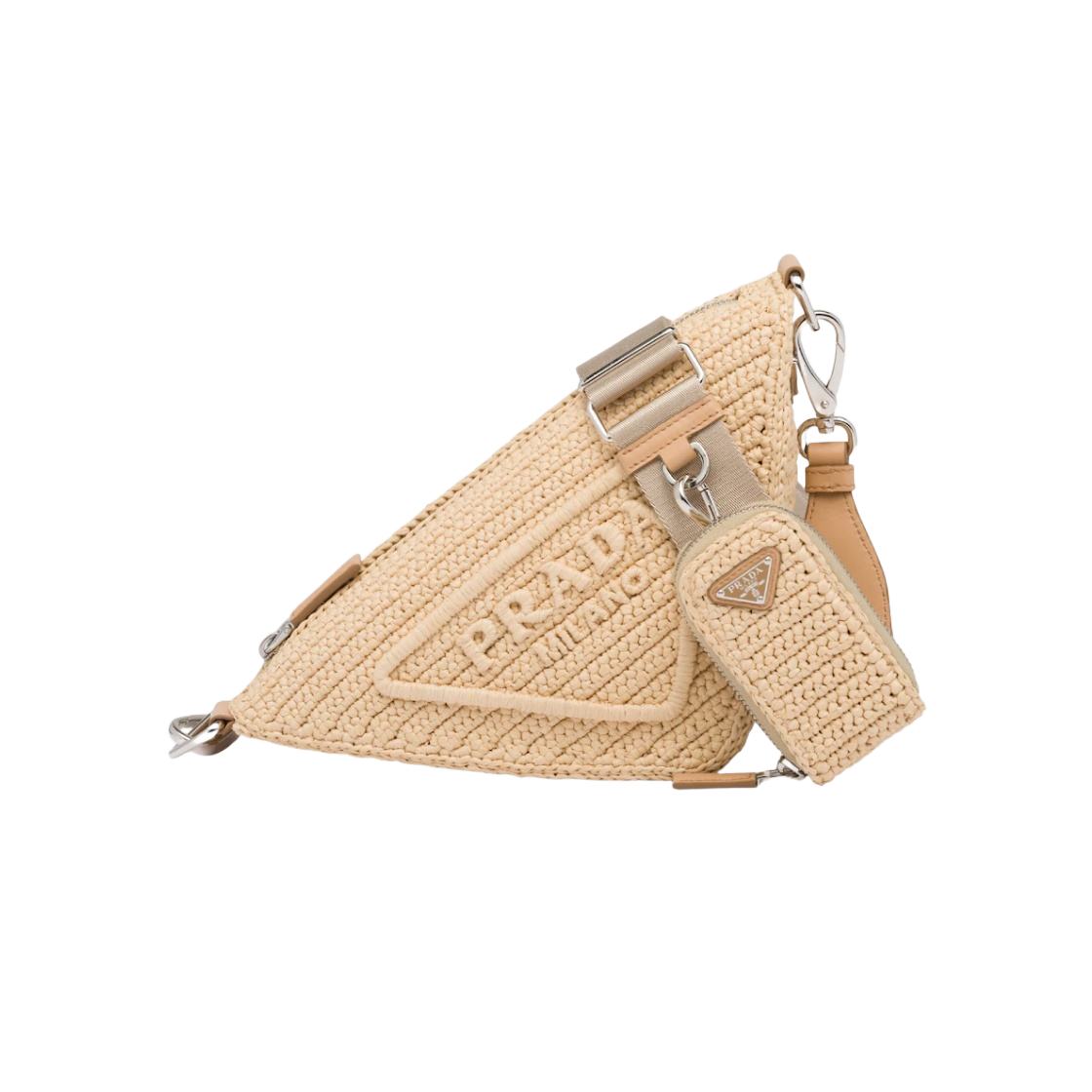 1BH190-2A2T-F0018 Prada Raffia Triangle Bag Tan - 대표 이미지 #1