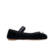 (W) Miu Miu Satin Ballerinas Black