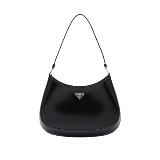Prada Cleo Brushed Leather Shoulder Bag Black