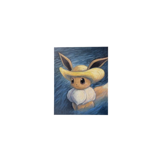 Pokemon Center x Van Gogh Museum Eevee Inspired by Self-Portrait with Straw Hat Canvas Wall Art