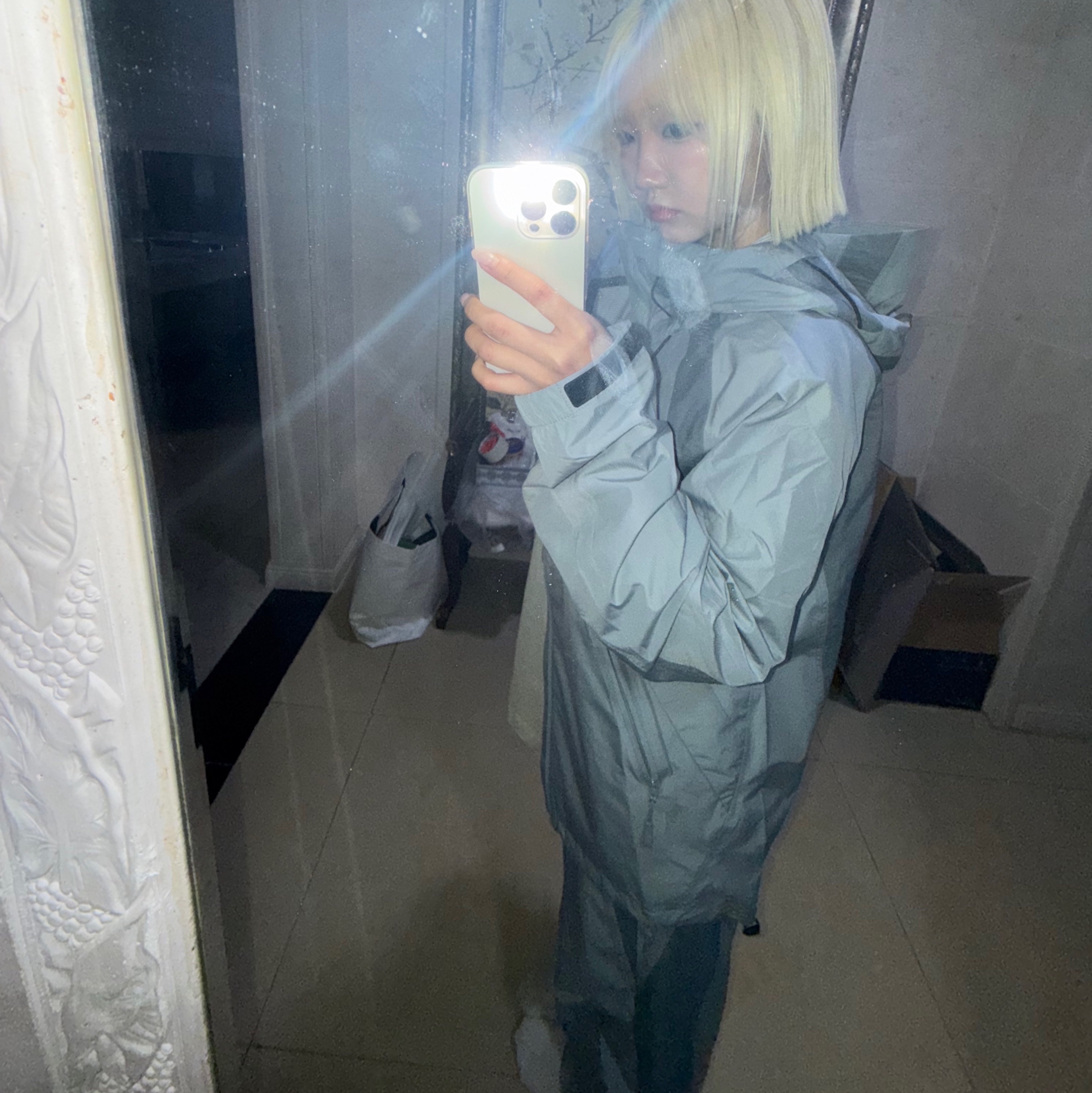 Sansan Gear Wind Shielded Jacket Ice Grey - 24SS, Sansan Gear Wind Shielded Pants Ice Grey - 24SS 착용 스타일 - 2