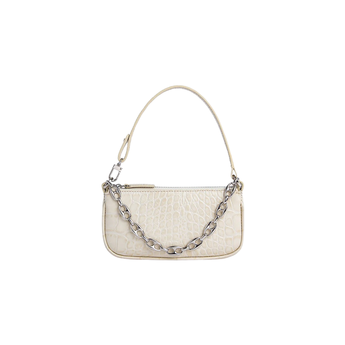 바이파 크로코 엠보스드 레더 미니 레이첼 크림(By Far Croco Embossed Leather Mini Rachel Cream)