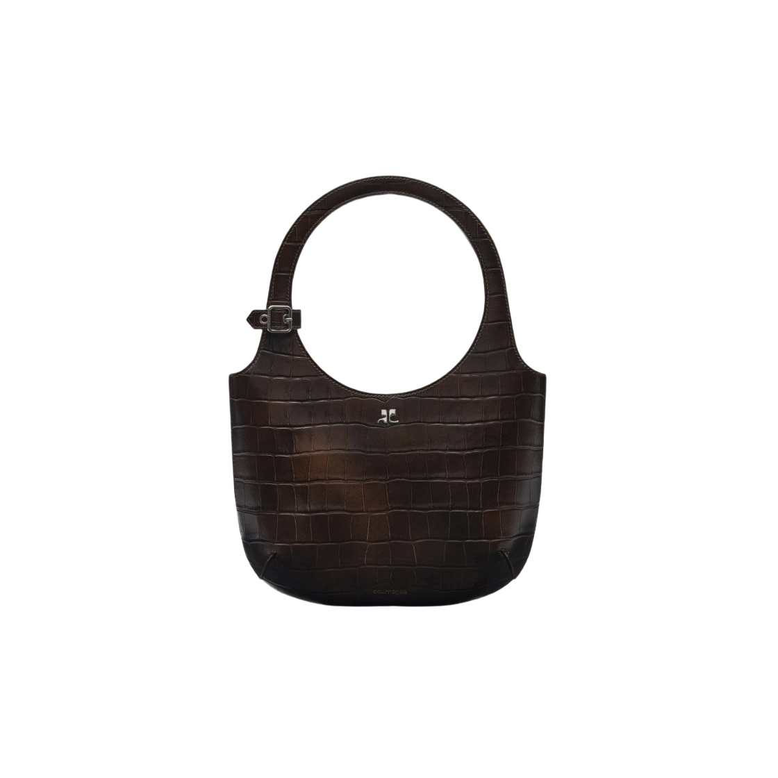 224GSA102CR0060114 Courreges Holy Croco Stamped Bag Bark