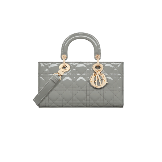 Dior Medium Lady D-Joy Bag Gray Stone Patent