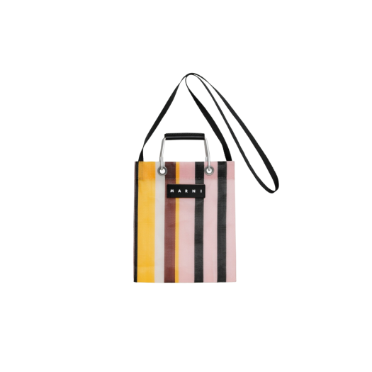 Marni Market Stripe Shoulder Bag Mini Rose Sorbet