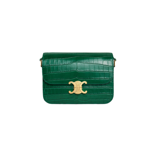 Celine Classique Triomphe Bag in Niloticus Crocodile Green