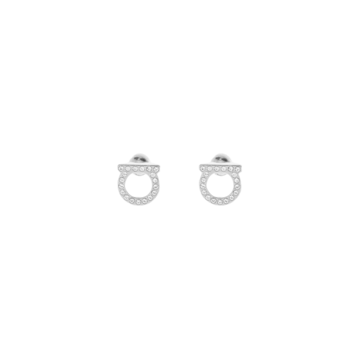 (W) Ferragamo Gancini Small Earrings Glass Brass & Palladium