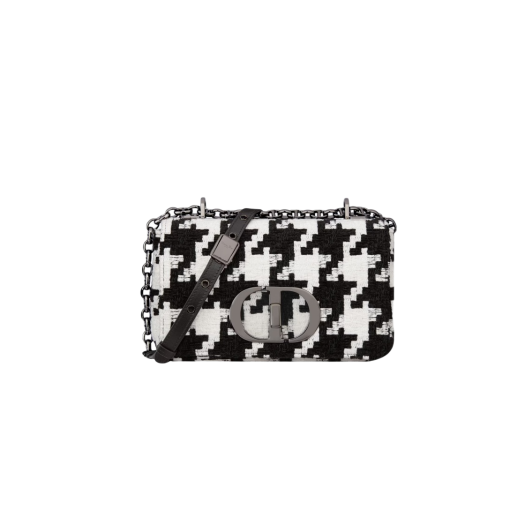 Dior Small Caro Bag Macro Houndstooth Fabric Black White