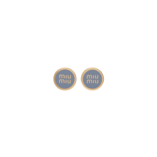 (W) Miu Miu Enameled Metal Earrings Astral Blue