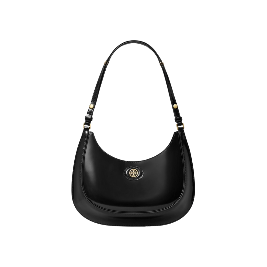 154729-001 Tory Burch Robinson Spazzolato Convertible Crescent Bag Black