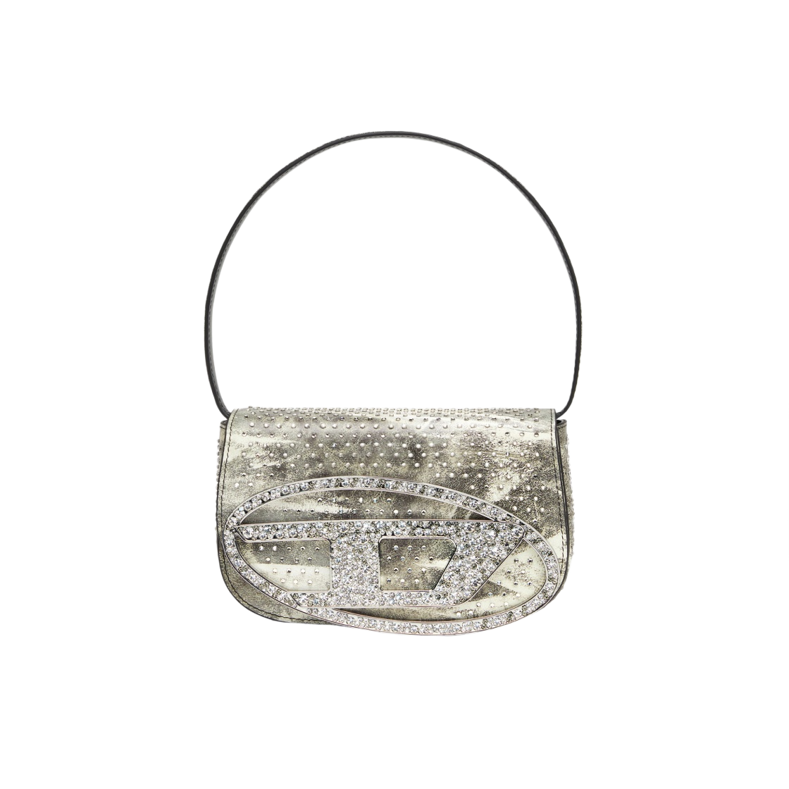 디젤 1DR 크리스탈 엠벨리시드 레더 숄더백 밀리터리 그린(Diesel 1DR Crystal Embellished Leather Shoulder Bag Military Green) - 1