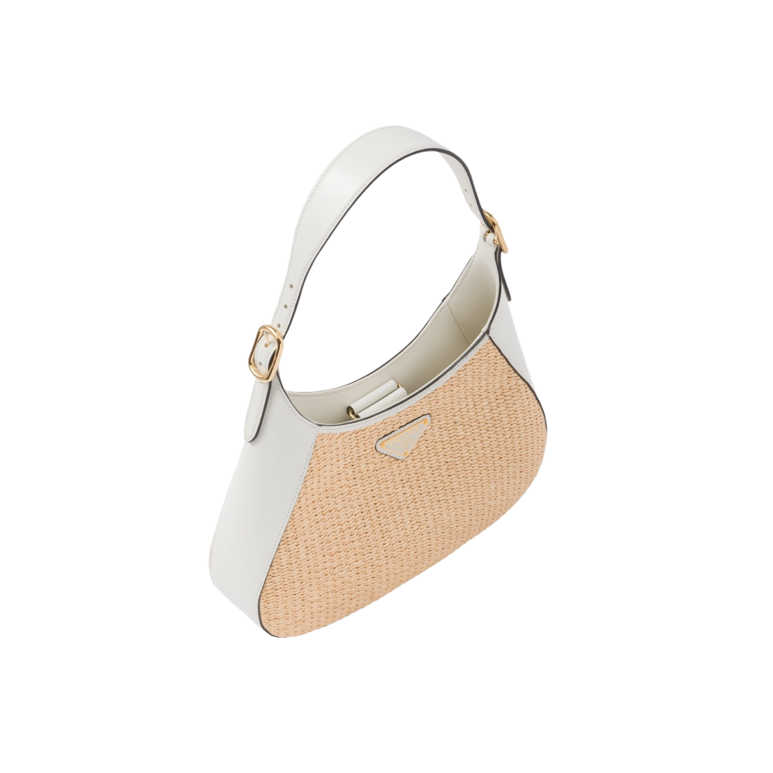 프라다 패브릭 레더 숄더백 탄 화이트(Prada Fabric Leather Shoulder Bag Tan White) - 2