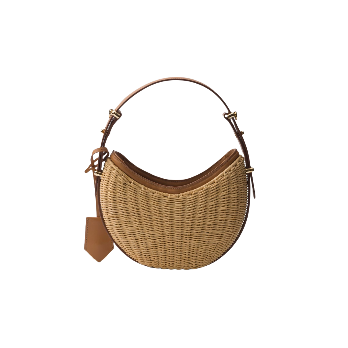 프라다 아르케 우븐 및 레더 백 내추럴(Prada Arque Woven and Leather Bag Natural) - 3