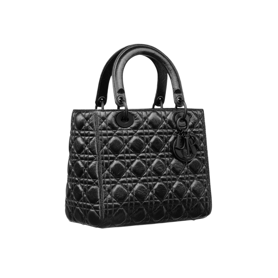 디올 미디움 레이디 백 크링클 까나쥬 카프스킨 블랙(Dior Medium Lady Bag Crinkled Cannage Calfskin Black) - 2
