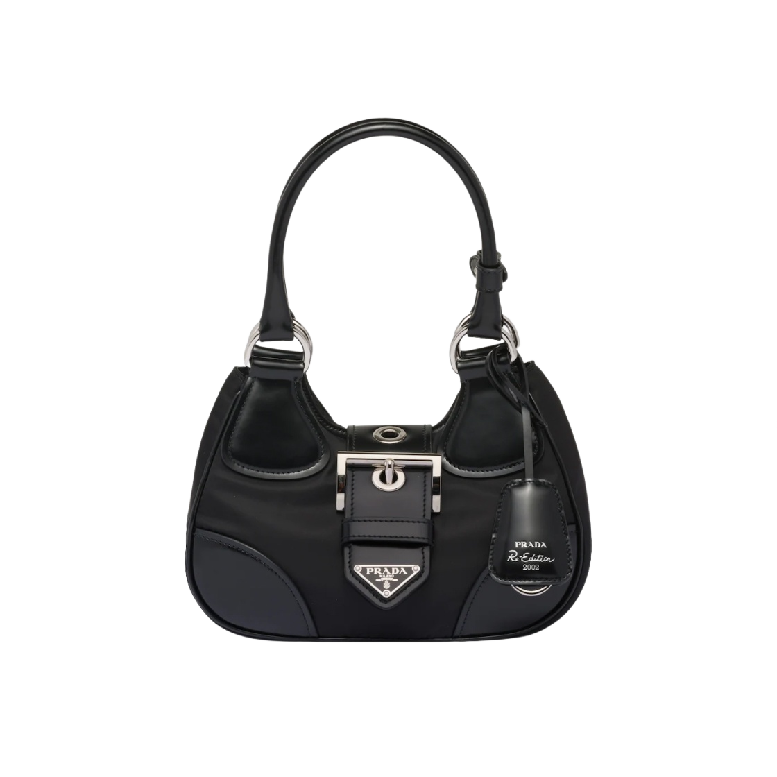 프라다 문 리나일론 레더 백 블랙(Prada Moon Re-Nylon and Leather Bag Black)