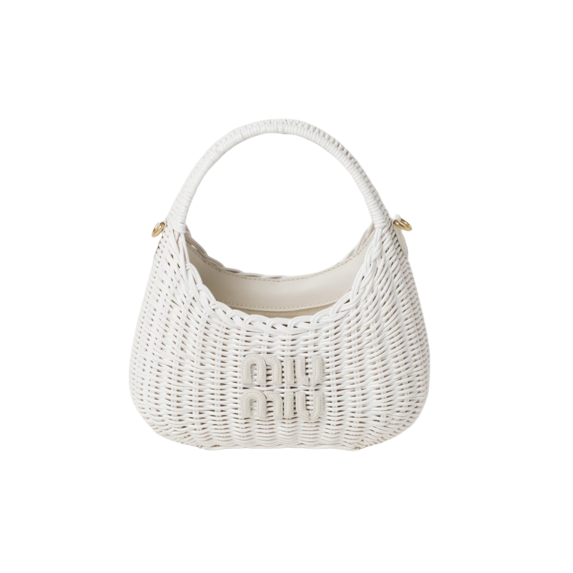 미우 미우 완더 위커 호보백 화이트(Miu Miu Wander Wicker Hobo bag White) - 1