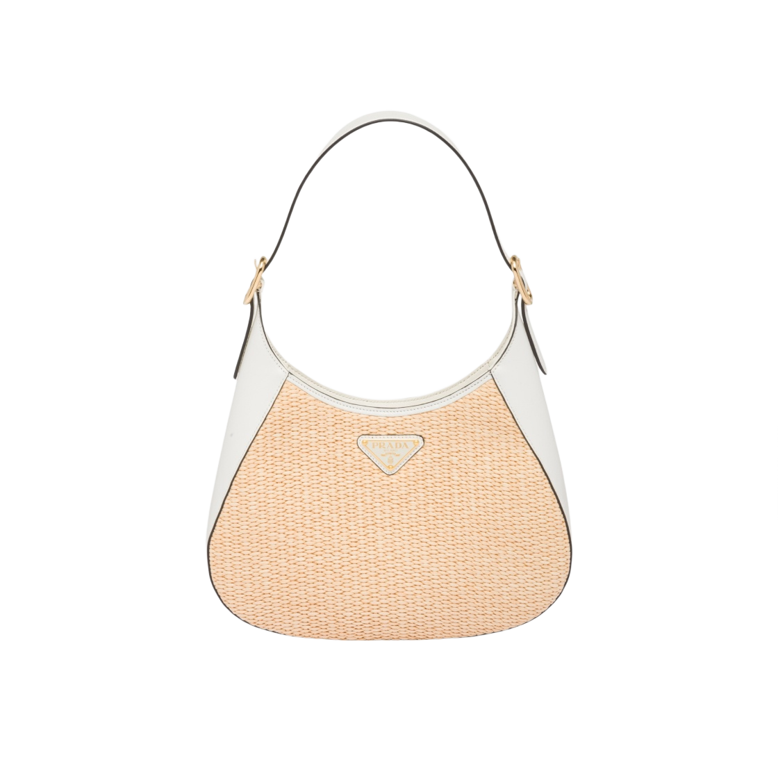 프라다 패브릭 레더 숄더백 탄 화이트(Prada Fabric Leather Shoulder Bag Tan White) - 1